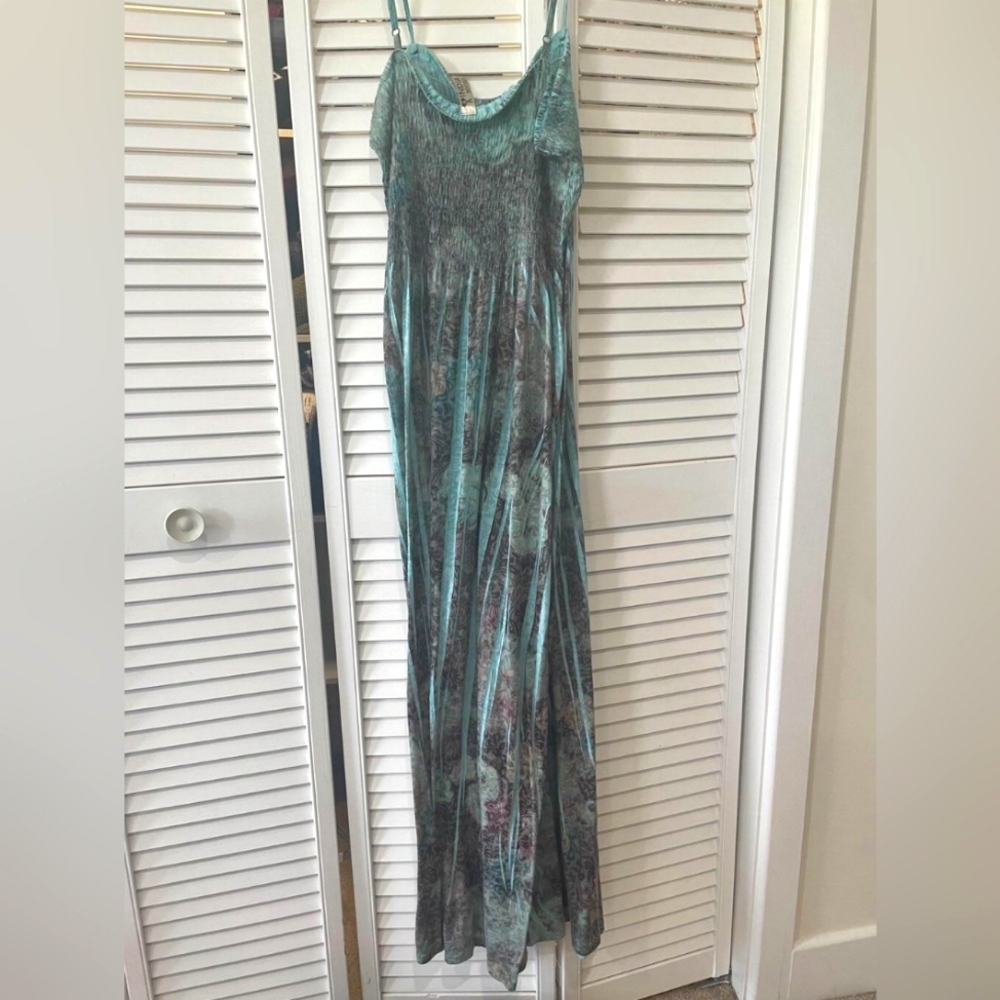 India Boutique teal boho maxi dress